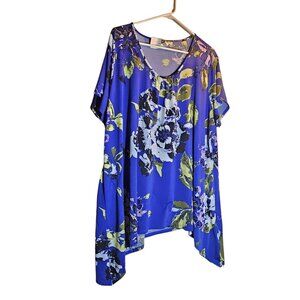blue floral short sleeved, Jacqlyn Smith, size 3X